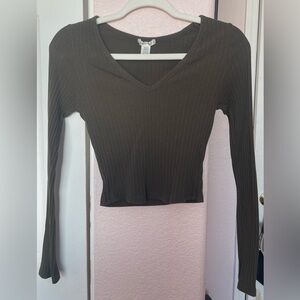 Bozzolo Black and Pink Ribbed Crop Blouse